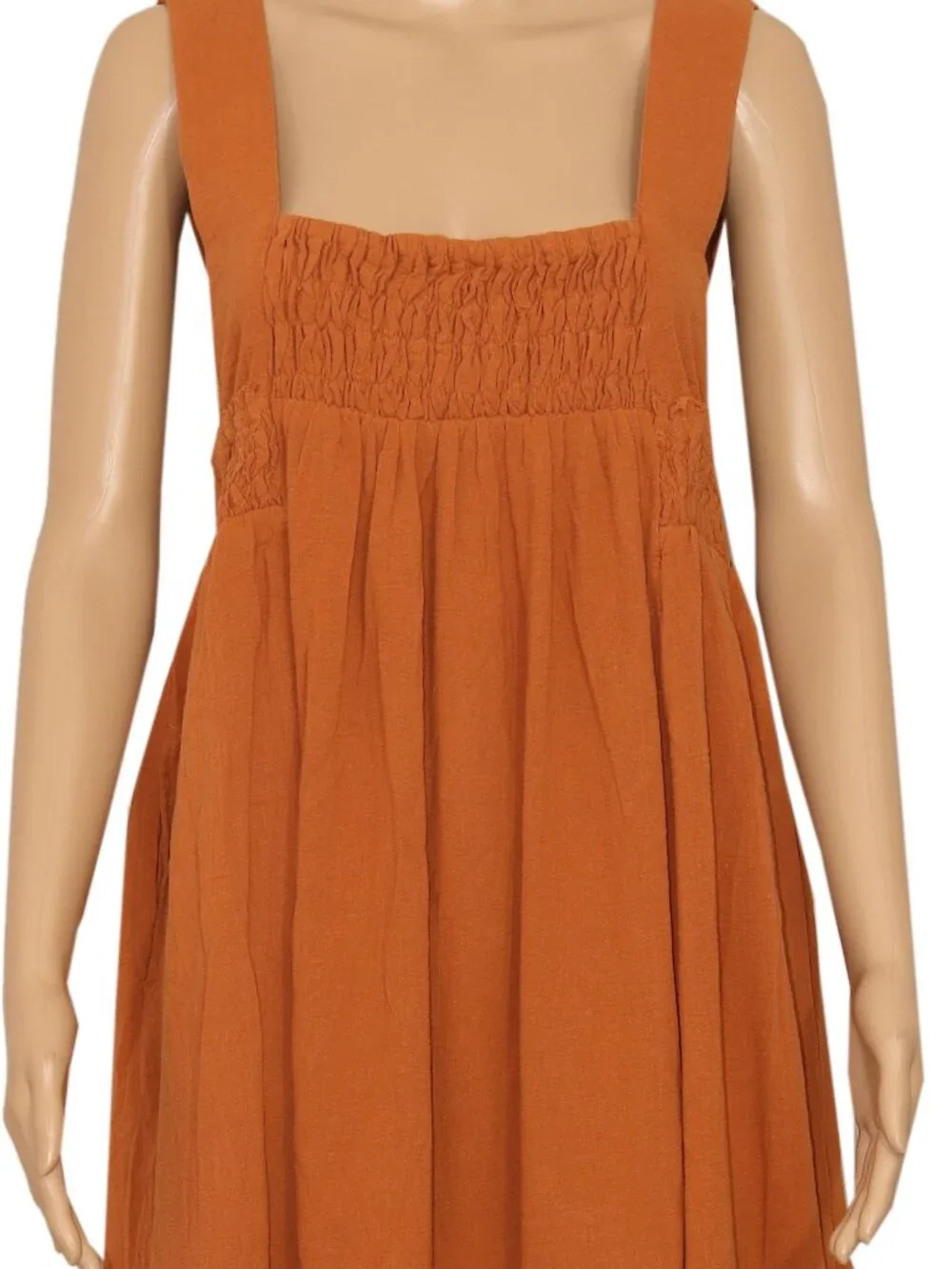 Free People Delphine Midi Dress Sleeveless Pull On Smocked Square Neck M